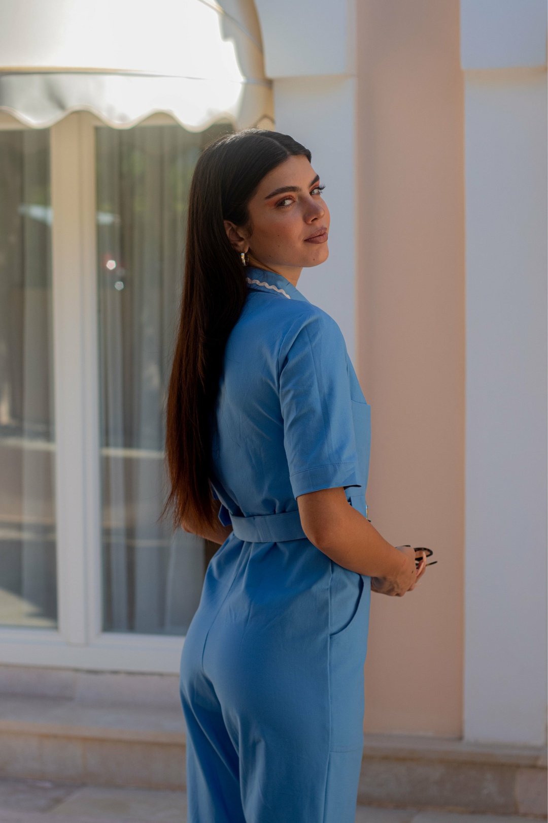 HEIDI Sky Blue Retro Jumpsuit