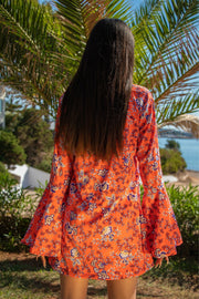 ALETA Bell Sleeve Mini Dress - Clockwork Orange