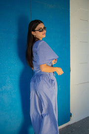 CALI Wide Leg Culottes - Blue Gingham