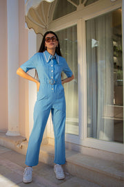 HEIDI Sky Blue Retro Jumpsuit