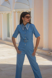 HEIDI Sky Blue Retro Jumpsuit
