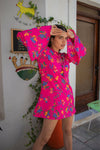 ALETA Bell Sleeve Mini Dress - Pink Panther