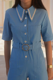 HEIDI Sky Blue Retro Jumpsuit