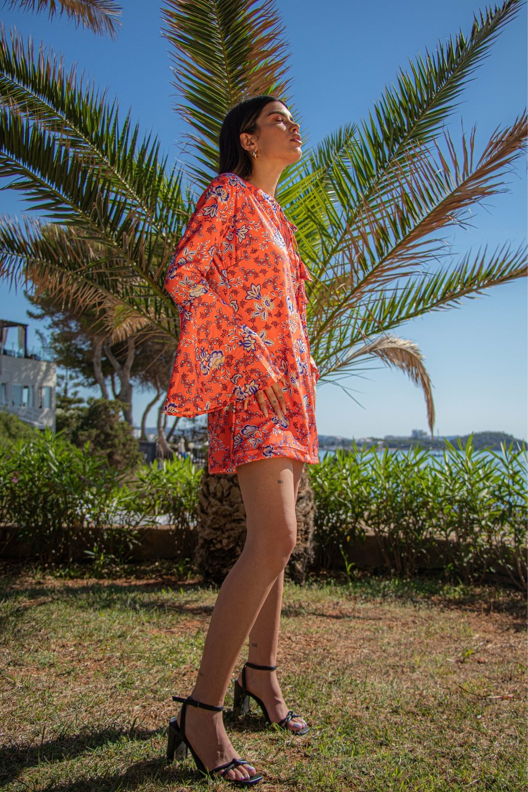 ALETA Bell Sleeve Mini Dress - Clockwork Orange