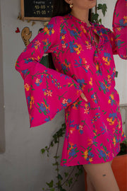 ALETA Bell Sleeve Mini Dress - Pink Panther