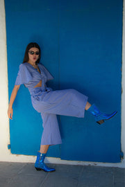 CALI Wide Leg Culottes - Blue Gingham