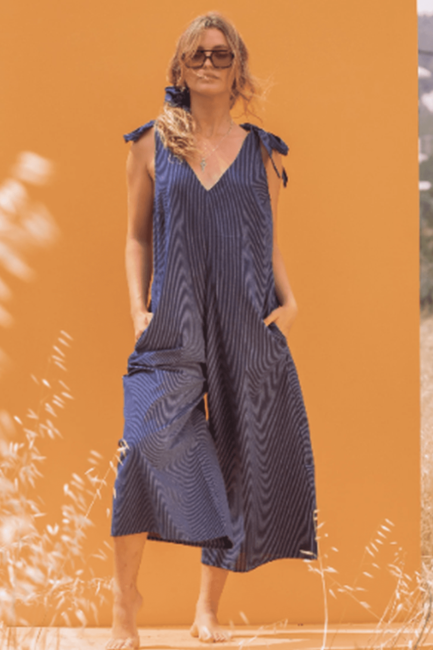 KIRI Navy Pin Stripe Jumpsuit