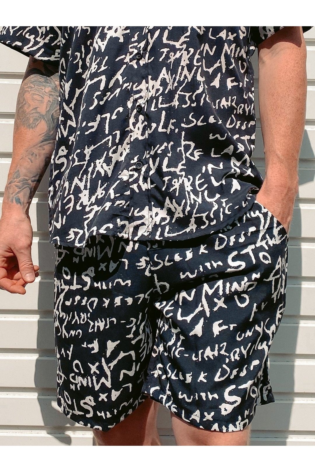 TEXT Print Mens Shorts