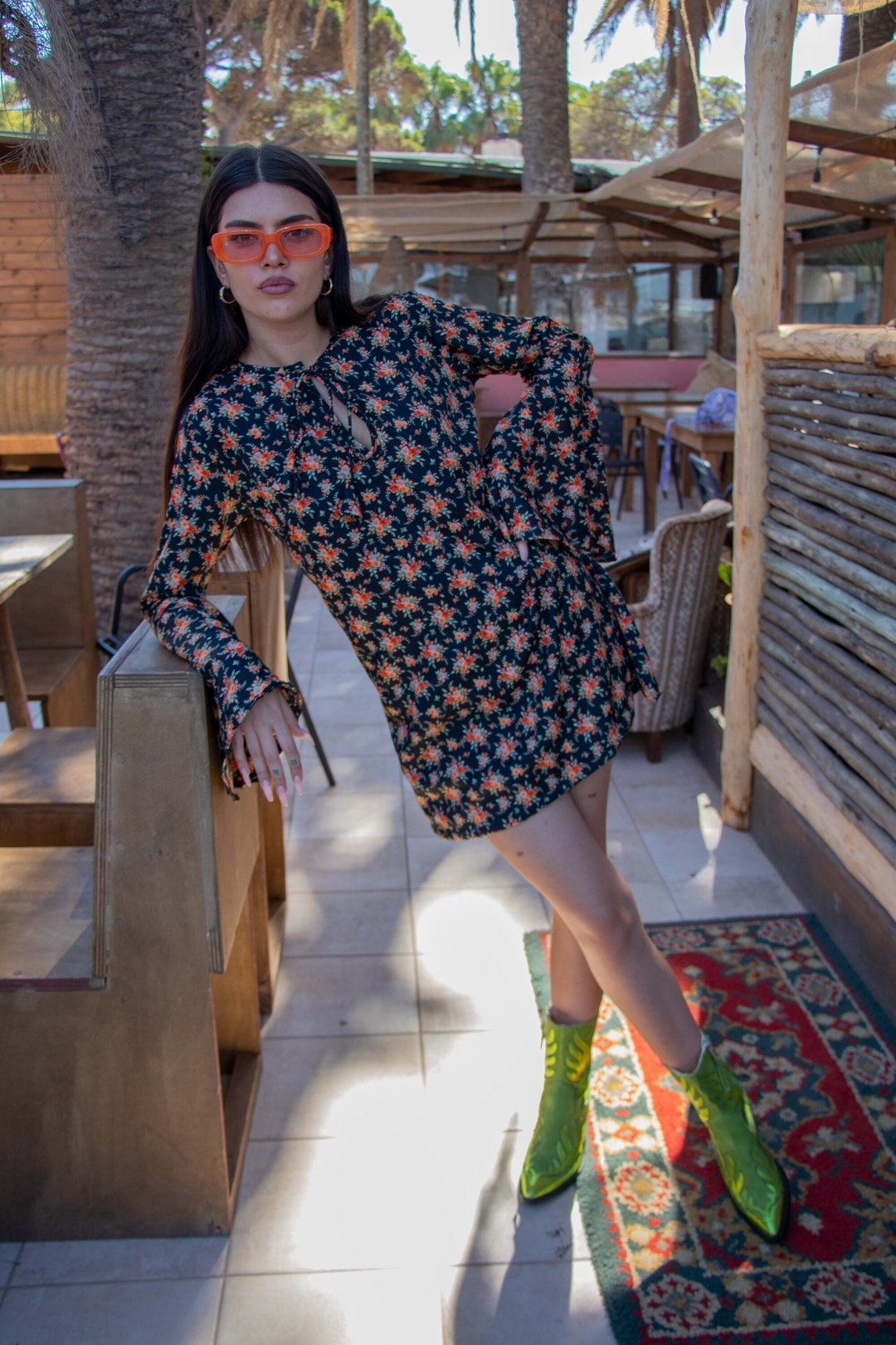ALETA English Rose - Bell Sleeve 60's / 70s Style Mini Dress OOTO CLOTHING ALETA English Rose - Bell Sleeve 60's / 70s Style Mini Dress OOTO CLOTHING