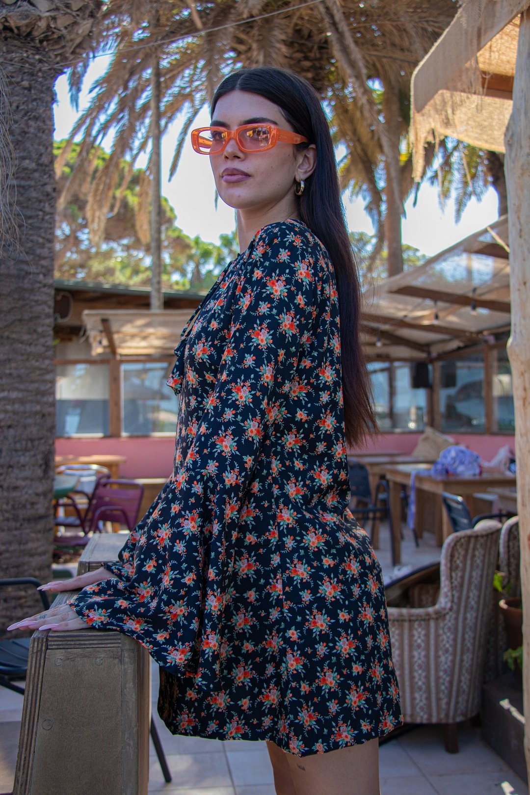 ALETA English Rose - Bell Sleeve 60's / 70s Style Mini Dress